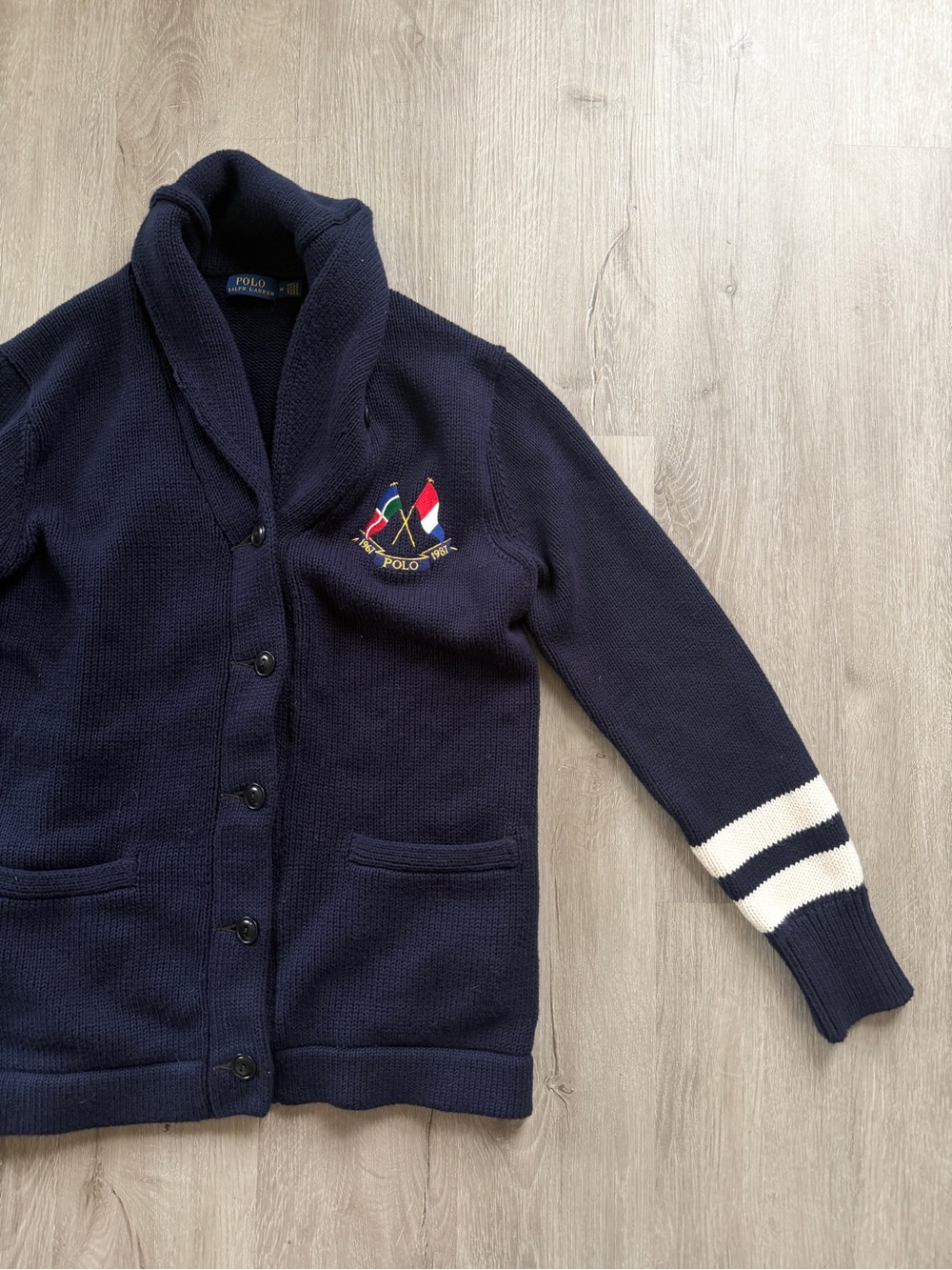 Polo Ralph Lauren 20th Anniversary Sweater Cross Flag 1967 1987 Cardigan Medium